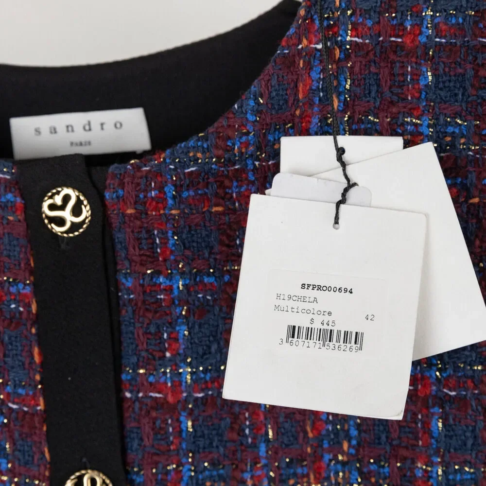 Sandro Women Chela Tweed Mini Dress Multi Size 42EU/10 US - Picture 4 of 6